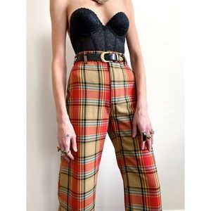 NWOT Free People High Waisted Plaid Flare Pants. 28 waist
